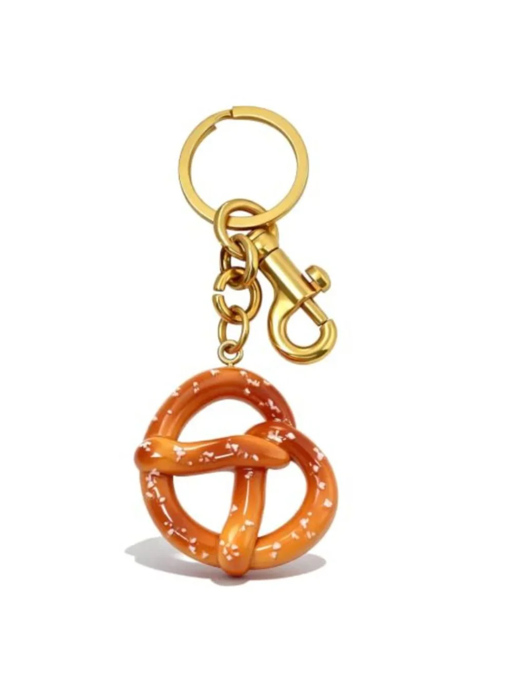 Pretzel Charm Keychain Purse Accessory Gift for Women Resin Clip-On